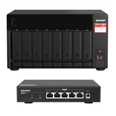 Combo Nas 8 Bahias TS-873A 8GB DDR4 260Pin + Switch 5 Port QNAP